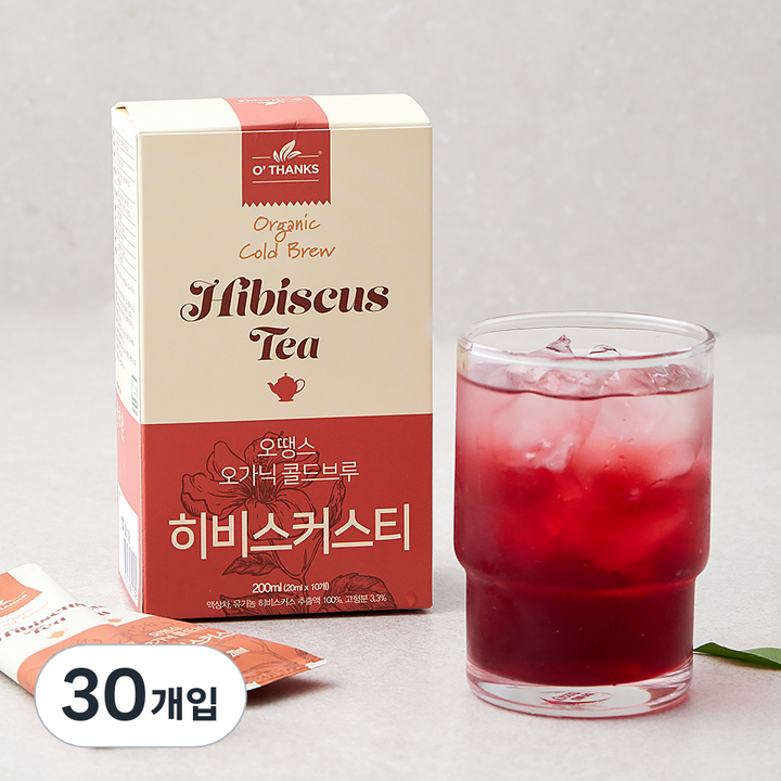 오땡스 유기가공식품 인증 콜드브루 히비스커스티 스틱, 20ml, 30개입