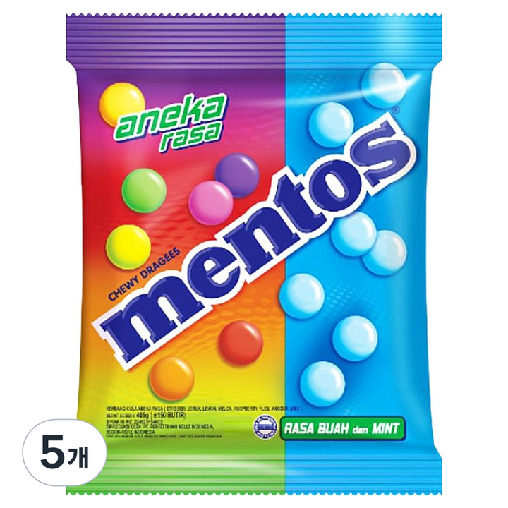 멘토스 8가지맛 프루티 앤 민트 캔디, 405g, 5개