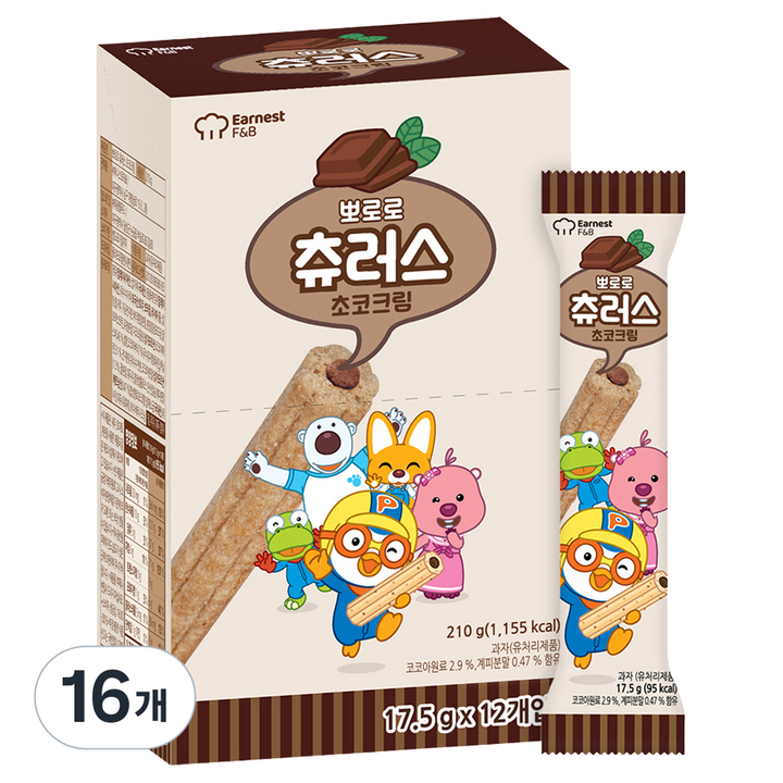뽀로로 츄러스 초코크림, 210g, 16개