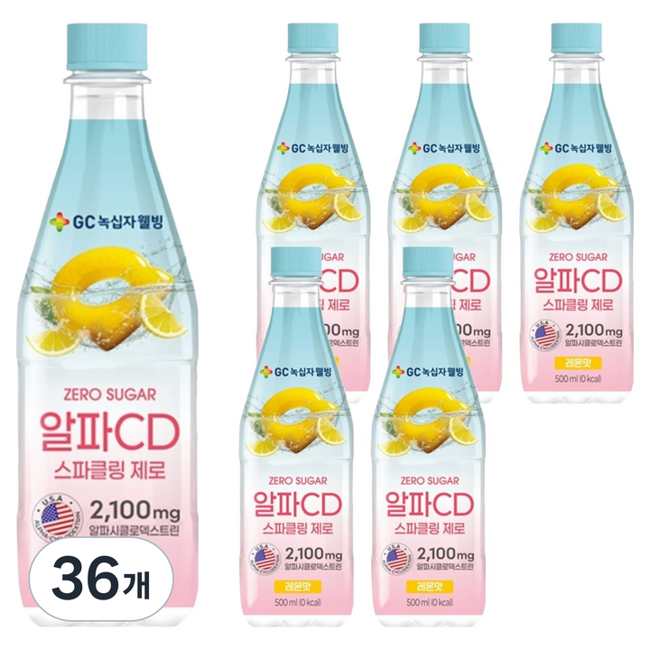 GC녹십자웰빙 알파CD 스파클링 제로 레몬맛, 36개, 500ml