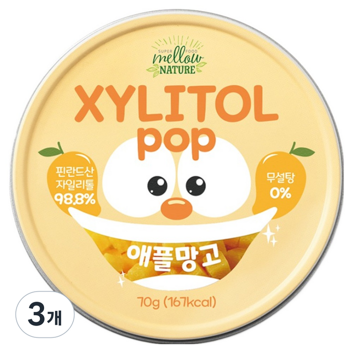 자일리톨팝 틴케이스 애플망고, 70g, 3개
