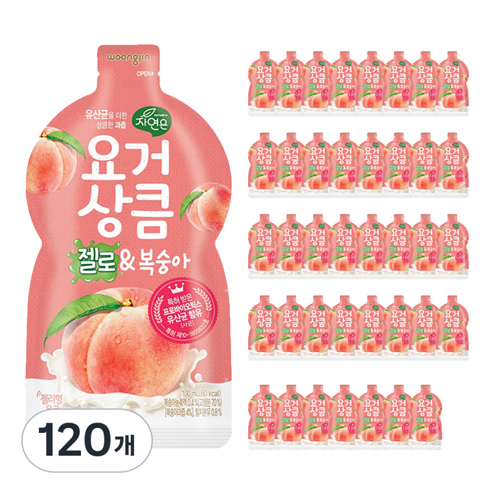 자연은 요거상큼 젤로 앤 복숭아 젤리형 음료, 100ml, 120개