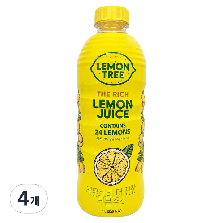 레몬트리 더진한 레몬주스, 4개, 1L