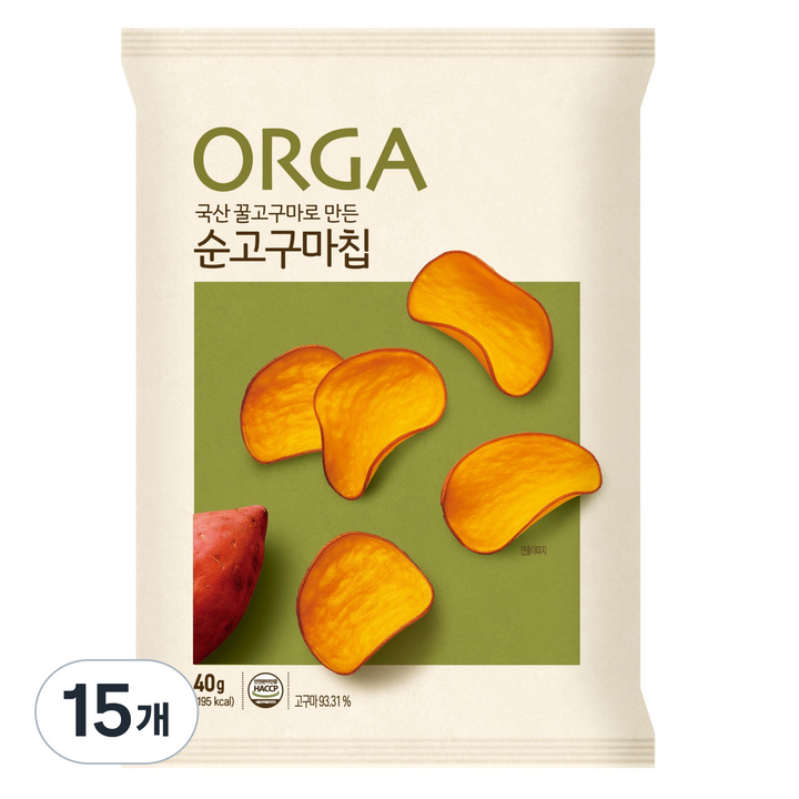 올가홀푸드 순 고구마칩, 15개, 40g