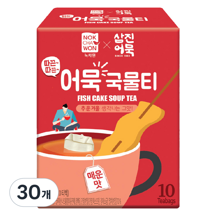 녹차원 따끈따끈 어묵국물티 매운맛, 4g, 10개입, 30개