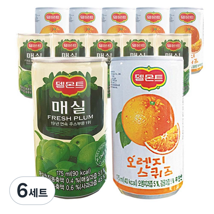 델몬트 매실 175ml x 6p + 델몬트 오렌지스퀴즈 175ml x 6p, 6세트