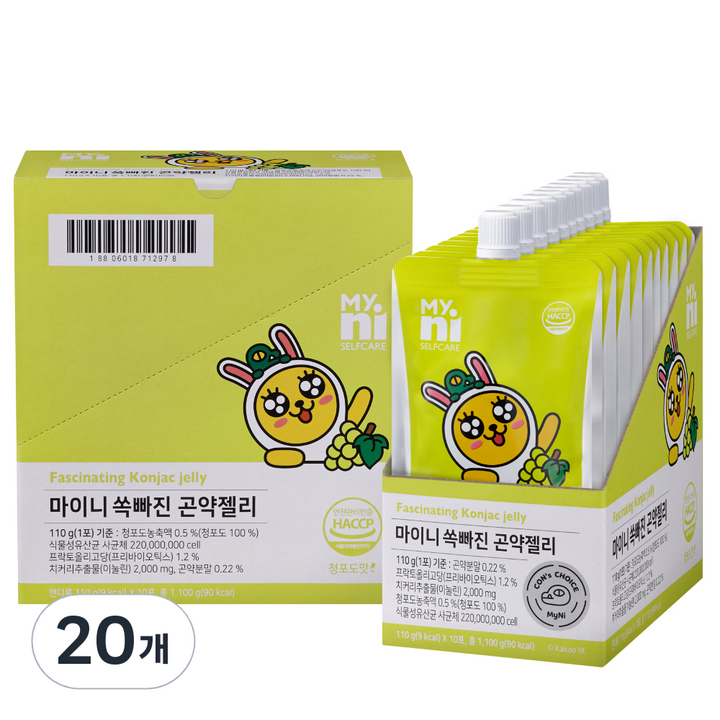 마이니 쏙빠진 곤약젤리 청포도맛, 110g, 20개