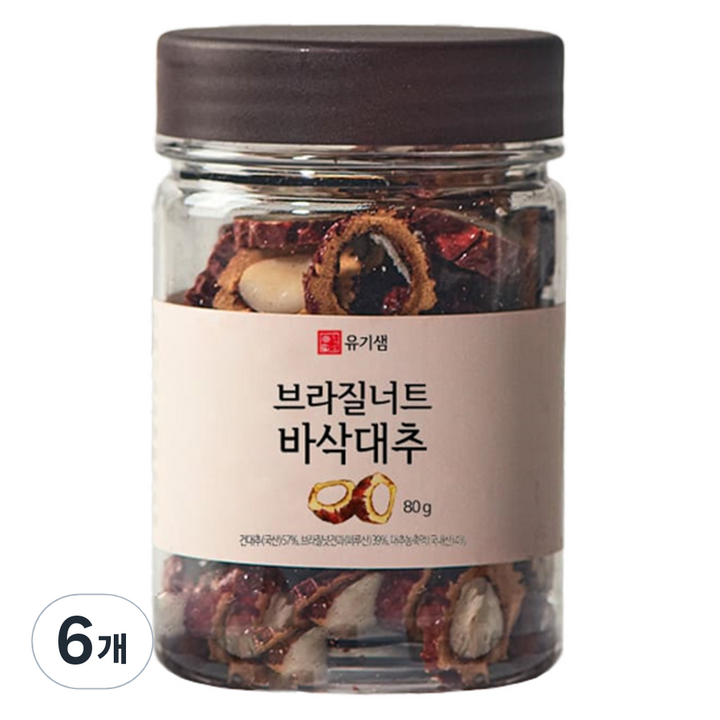 유기샘 브라질너트 바삭대추, 80g, 6개