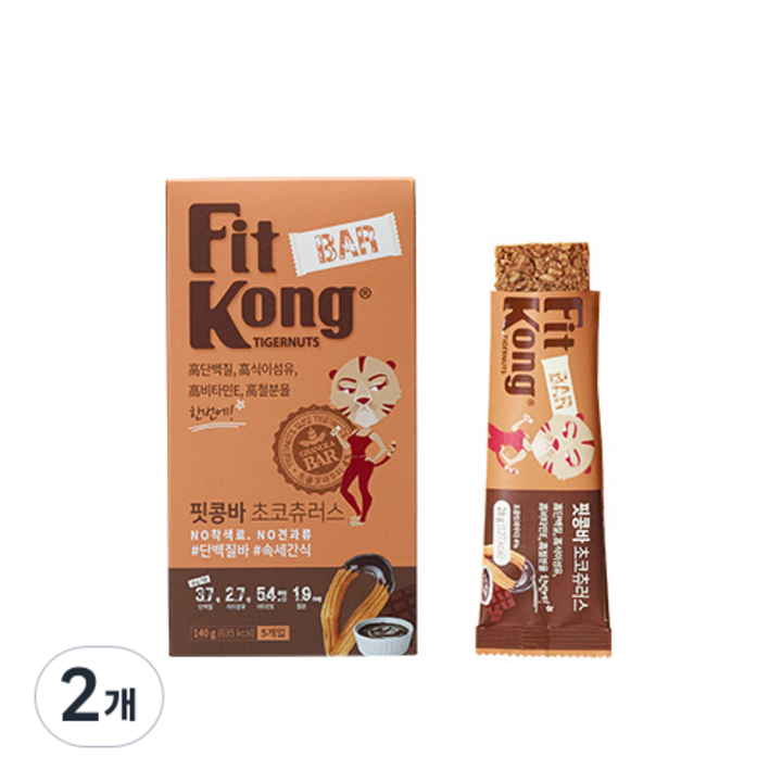 핏콩 바 초코츄러스 단백질바 5p, 2개, 140g