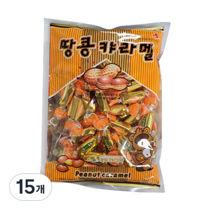 리소하우스 대용량 입가심 땅콩카라멜 사탕, 380g, 15개