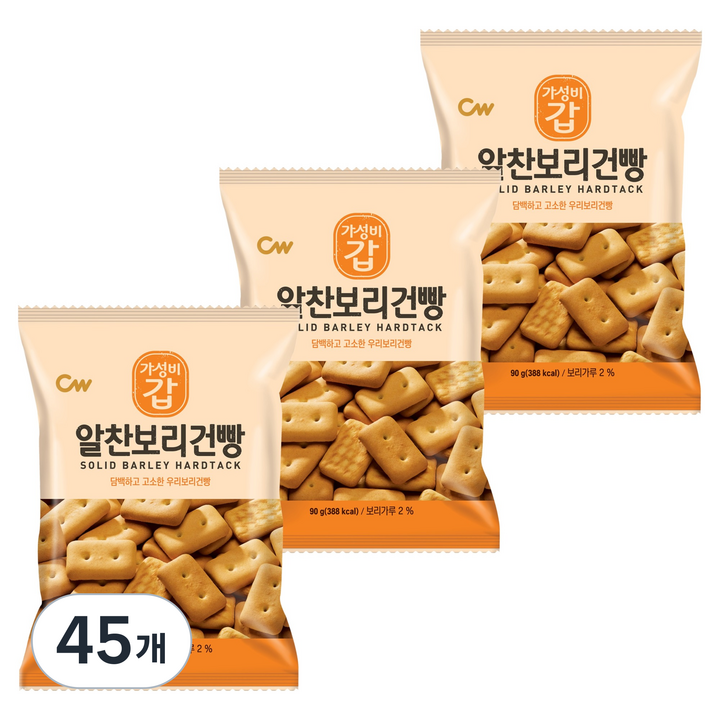 청우식품 알찬보리건빵 과자, 90g, 45개