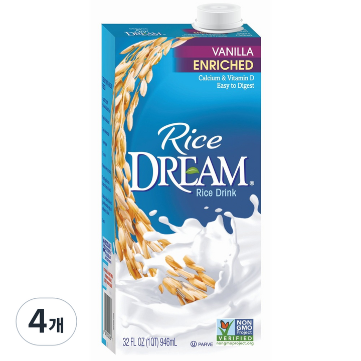 라이스드림 엔리치드 바닐라 음료, 946ml, 4개