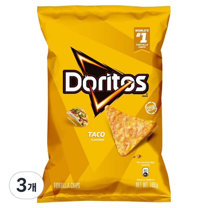 도리토스 타코맛 또띨라 칩, 3개, 190g