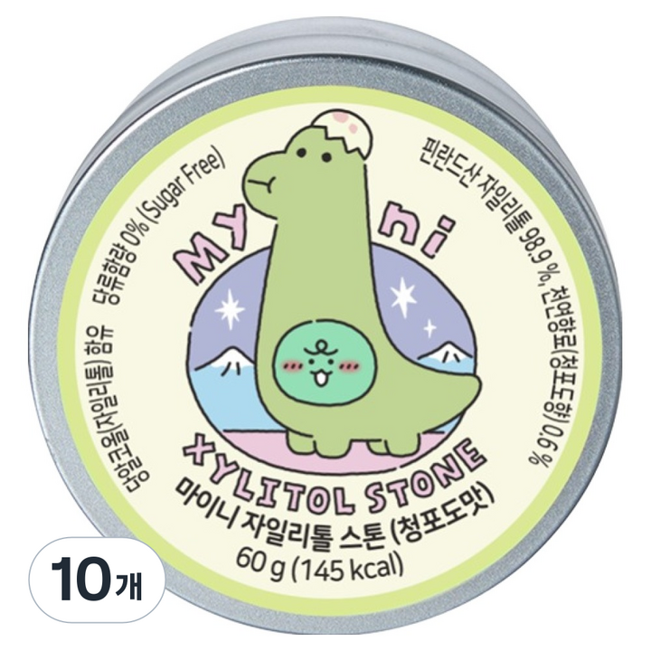 마이니 자일리톨 스톤 청포도맛, 60g, 10개