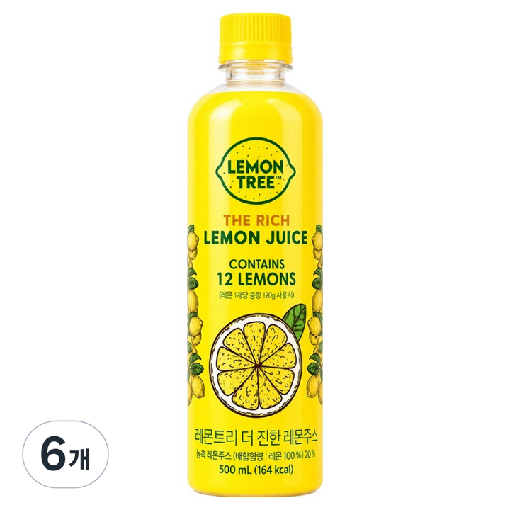 레몬트리 더진한 레몬주스, 6개, 500ml