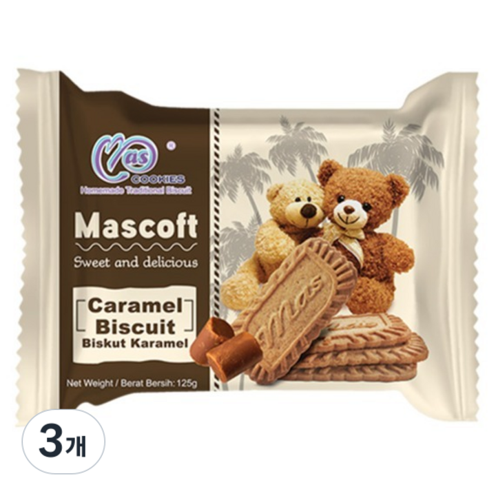 마스쿠키 카라멜향 비스킷, 3개, 125g