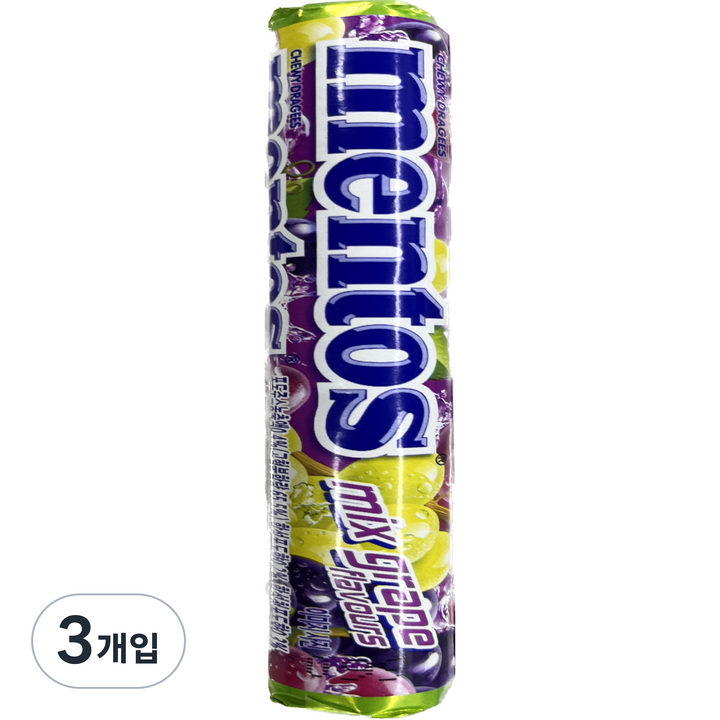 멘토스 믹스 그레이프향, 37.5g, 3개