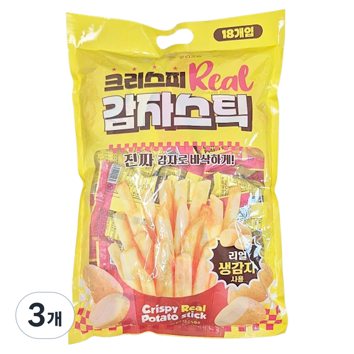 와우커머스 크리스피 리얼 감자스틱, 360g, 3개