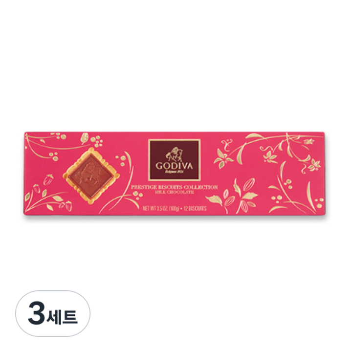 고디바 프레스티지 레이디 밀크 비스킷 컬렉션 초콜릿 12p 세트, 100g, 3세트