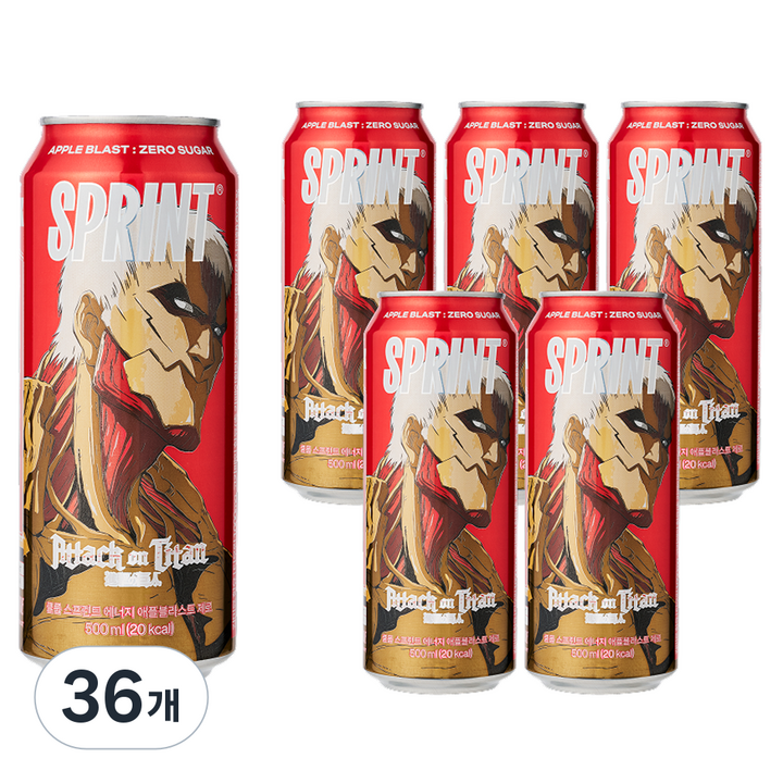 클룹 스프린트 진격의거인 에너지드링크 애플블라스트 제로, 36개, 500ml