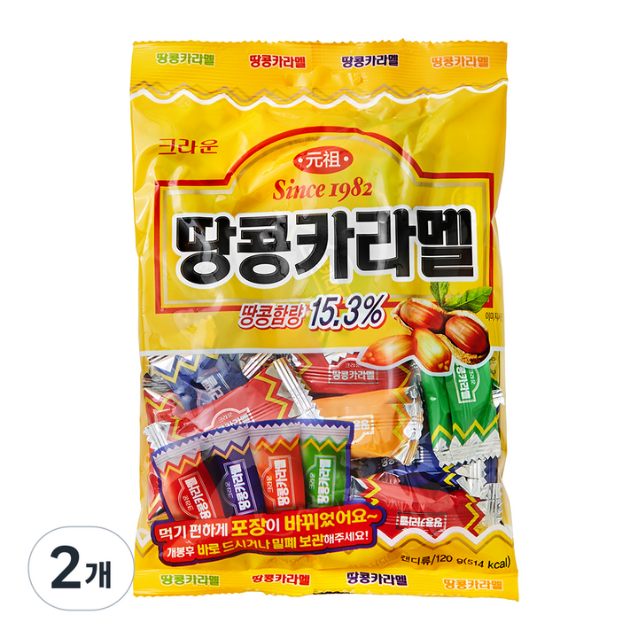 크라운 땅콩 카라멜, 2개, 120g