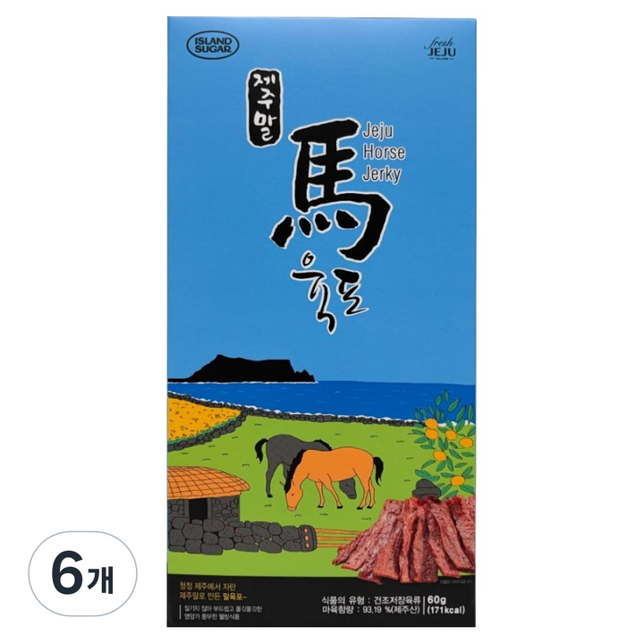 아일랜드슈가 제주 말 육포 박스형, 6개, 60g