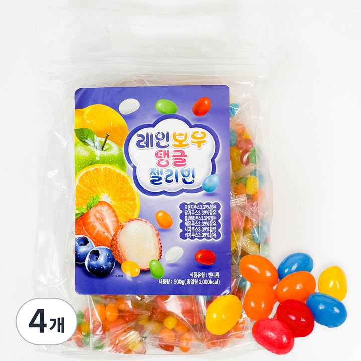 엔터콘 레인보우 탱글 젤리빈, 4개, 500g
