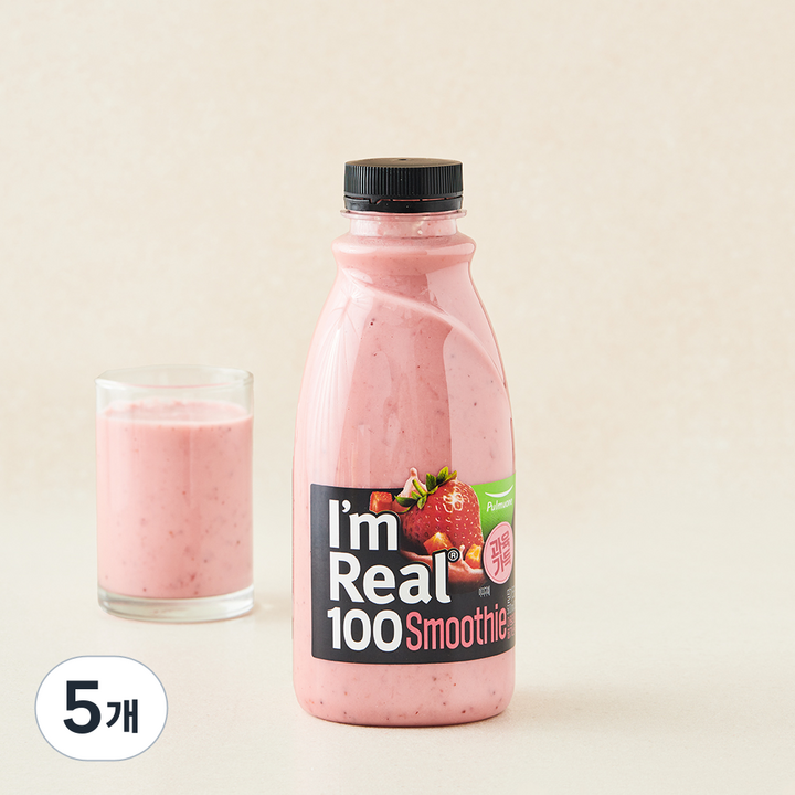 풀무원 아임리얼100 딸기 스무디, 5개, 500ml