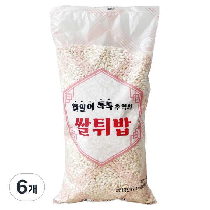 경성미가 알알이 톡톡 추억의 쌀튀밥, 400g, 6개