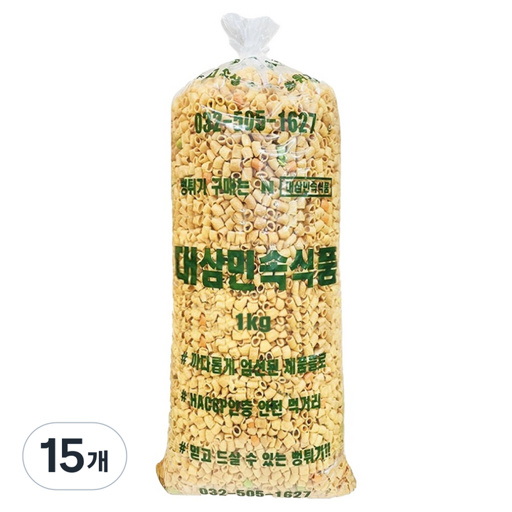 대삼민속식품 마카로니 뻥튀기, 1kg, 15개