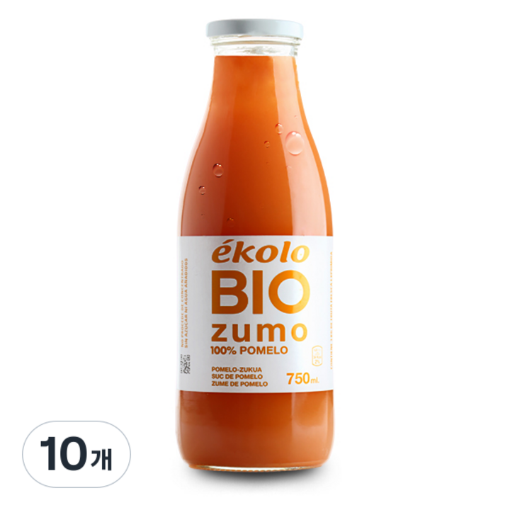 에콜로 유기농 NFC 프리미엄 자몽 100퍼센트 착즙주스, 10개, 750ml