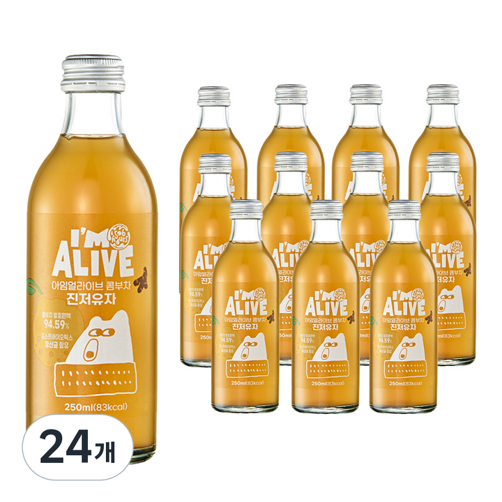 아임얼라이브콤부차 진저유자, 24개, 250ml