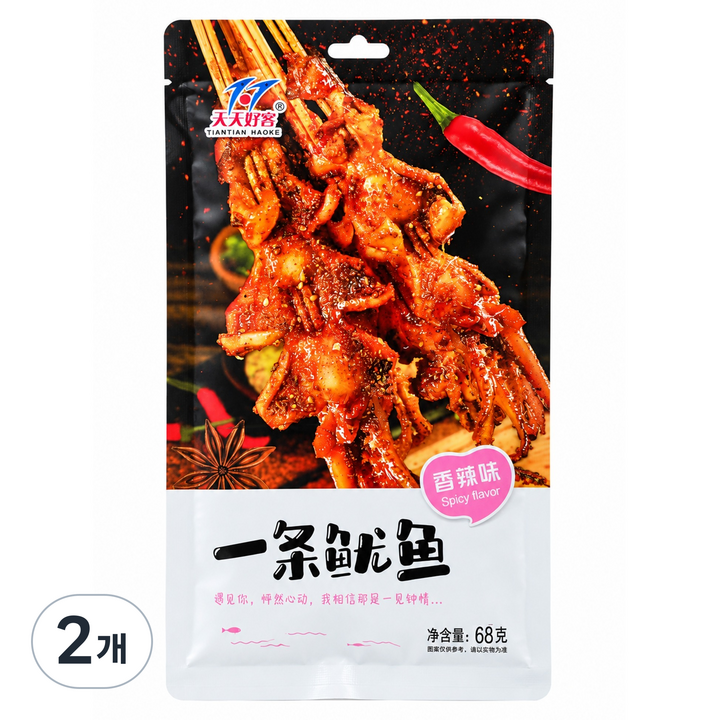 텐텐호커 오징어 향라맛, 68g, 2개