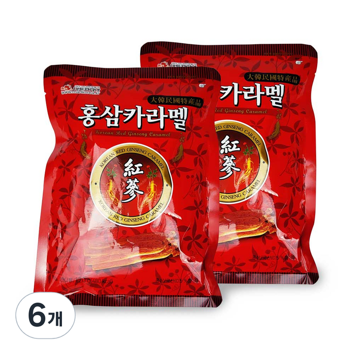 아름다운정성 홍삼 카라멜 사탕, 6개, 120g