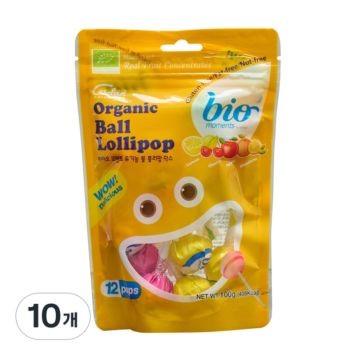 바이오모멘트 유기농 볼 롤리팝 믹스, 100g, 10개