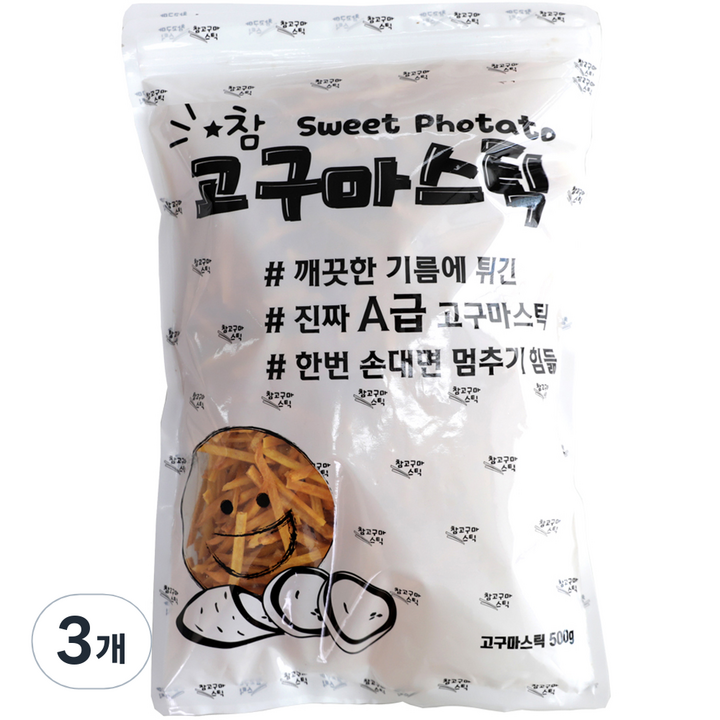 대삼민속식품 참고구마스틱, 500g, 3개