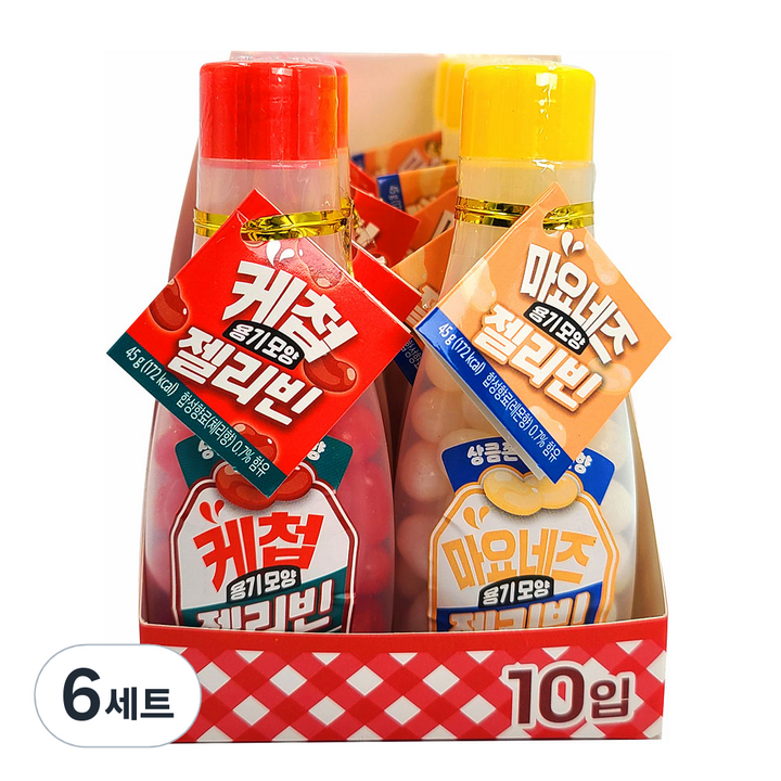 케첩 용기모양 젤리빈 45g x 5p + 마요네즈 용기 모양 젤리빈 45g x 5p, 450g, 6세트