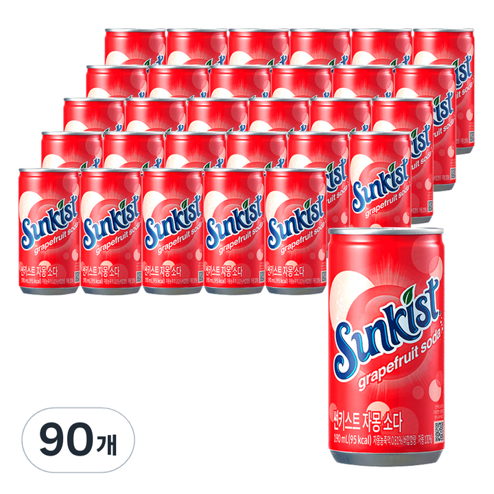 썬키스트 자몽 소다 탄산음료, 190ml, 90개