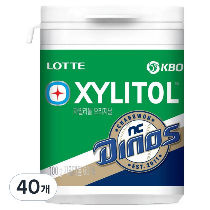 롯데자일리톨 KBO 오리지날 껌 NC 다이노스, 100g, 40개