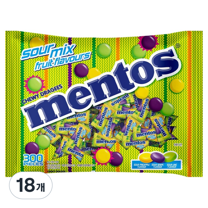 멘토스 사워믹스 300p, 810g, 18개