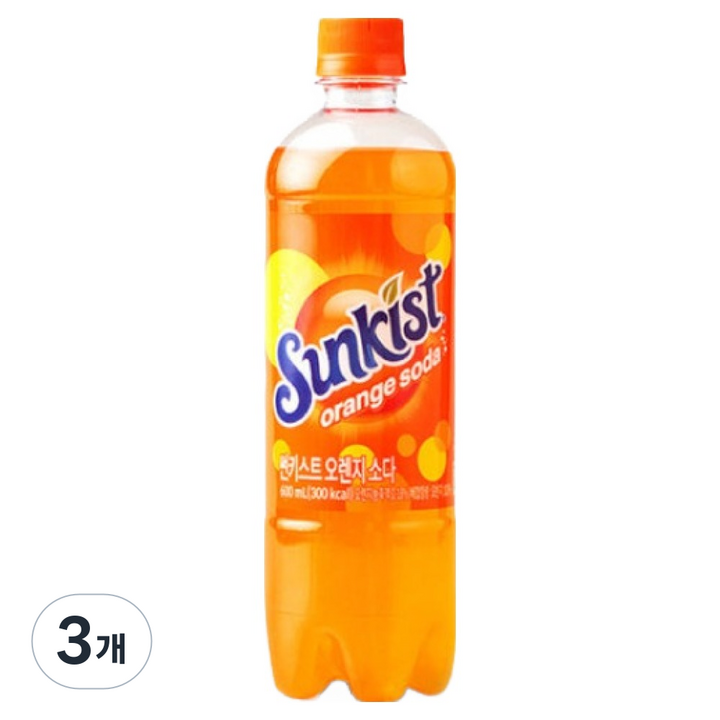 썬키스트 오렌지소다, 3개, 600ml