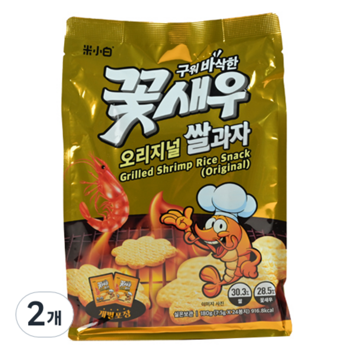 미소백 꽃새우 오리지널 쌀과자, 2개, 180g
