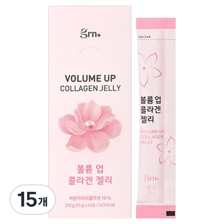 GRN 볼륨 업 저분자 콜라겐 젤리 스틱 14개입, 210g, 15개