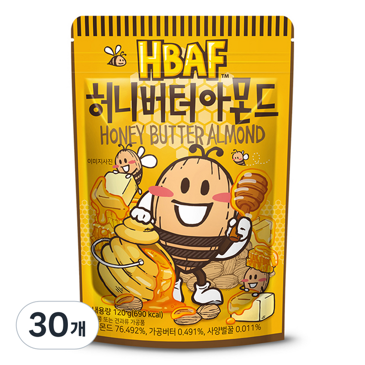 바프 허니버터 아몬드, 120g, 30개