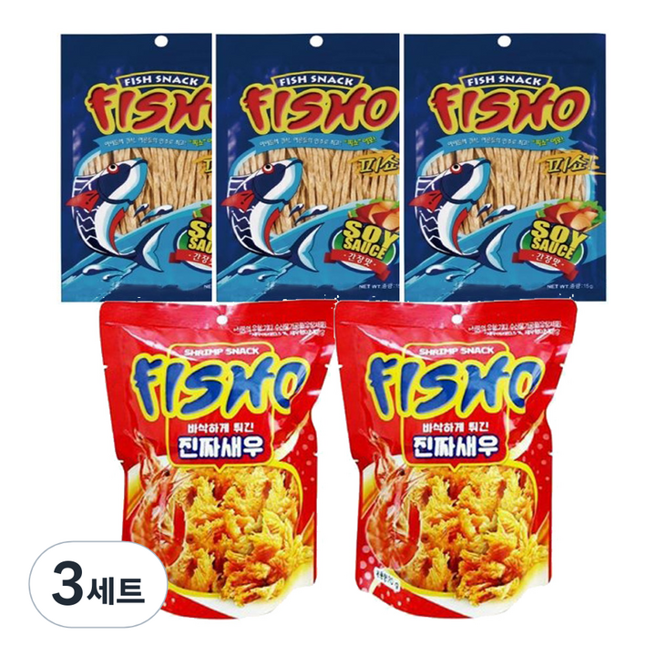 피쇼 간장맛 어포 15g x 3p + 진짜 새우 70g x 2p 세트, 3세트