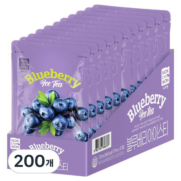 녹차원 블루베리 아이스티, 200개, 170ml