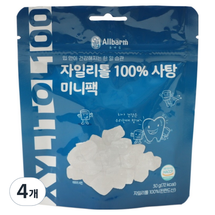 Allbarm 자일리톨 미니팩 사탕, 30g, 4개, 단맛