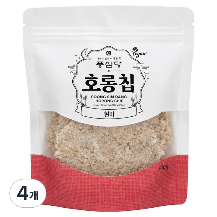 풍심당 호롱칩 국내산 현미 누룽지 칩 옛날 쌀과자, 100g, 4개