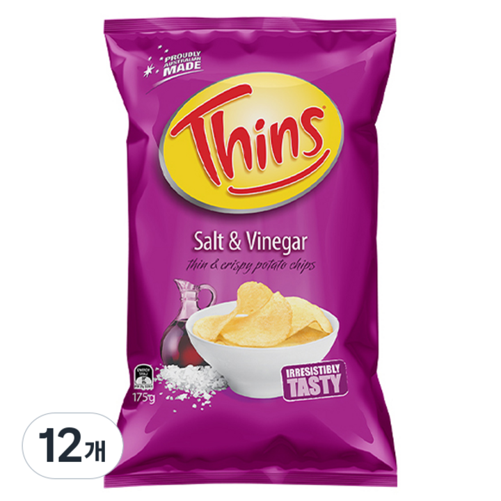 스낵브랜드 씬 소금앤비네거, 175g, 12개