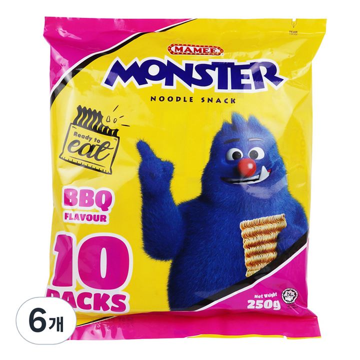 마미 몬스터 누들 스낵 바베큐향 10p, 6개, 250g